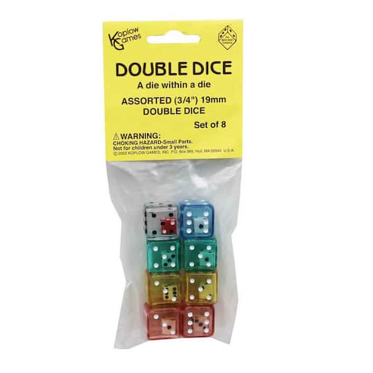 Koplow Games 3/4&#x22; Assorted Double Dice Set, 10 Pack Bundle